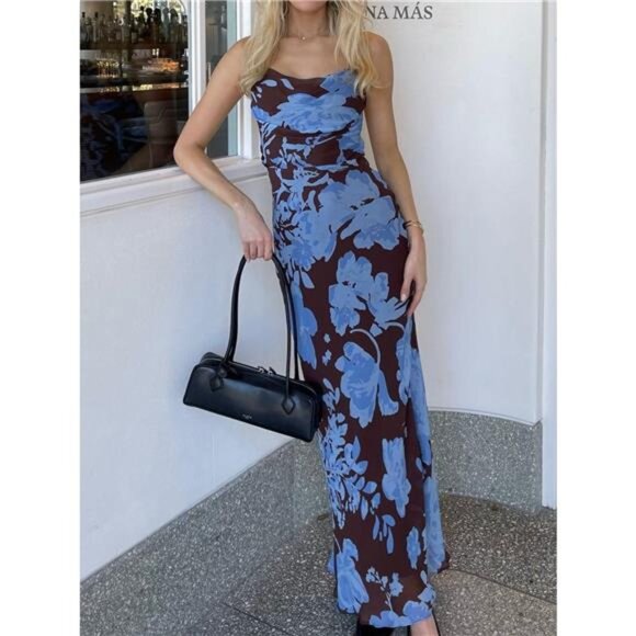 Floral Print Spaghetti Strap Maxi Dress - Picture 1 of 9